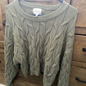 Pink Rose Sage Cable Knit Sweater